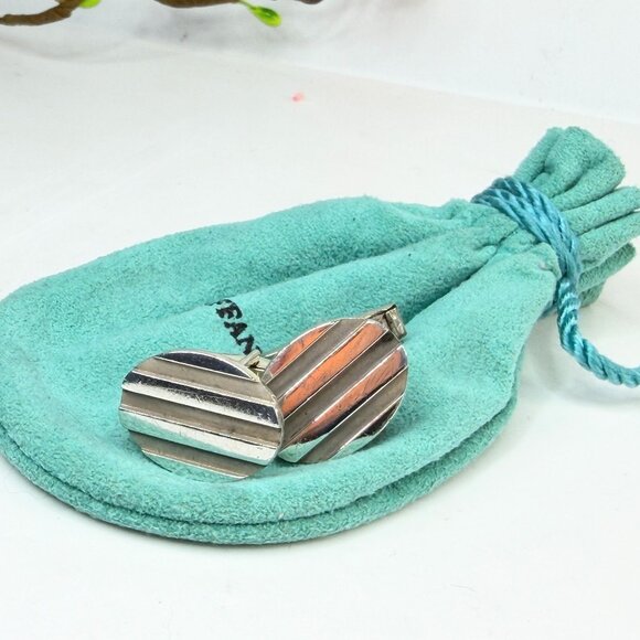 Vintage Tiffany & Co 925 Ribbed Oval Cufflinks